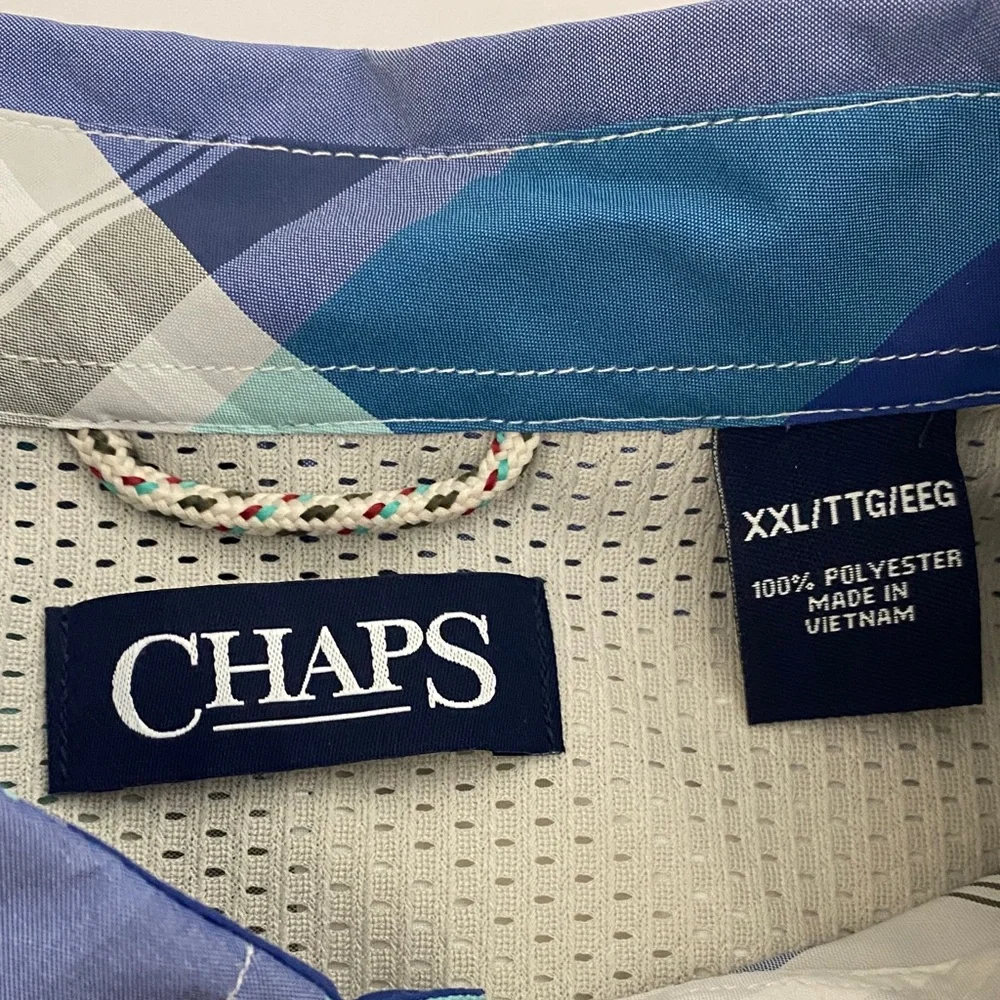 Chaps Men's Aqua and Navy Plaid Shirt - Picture 2 of 11